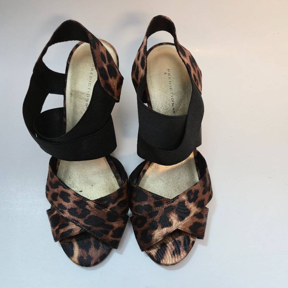 Predictions Leopard Print Wedge Sandals Ladies Size 6W